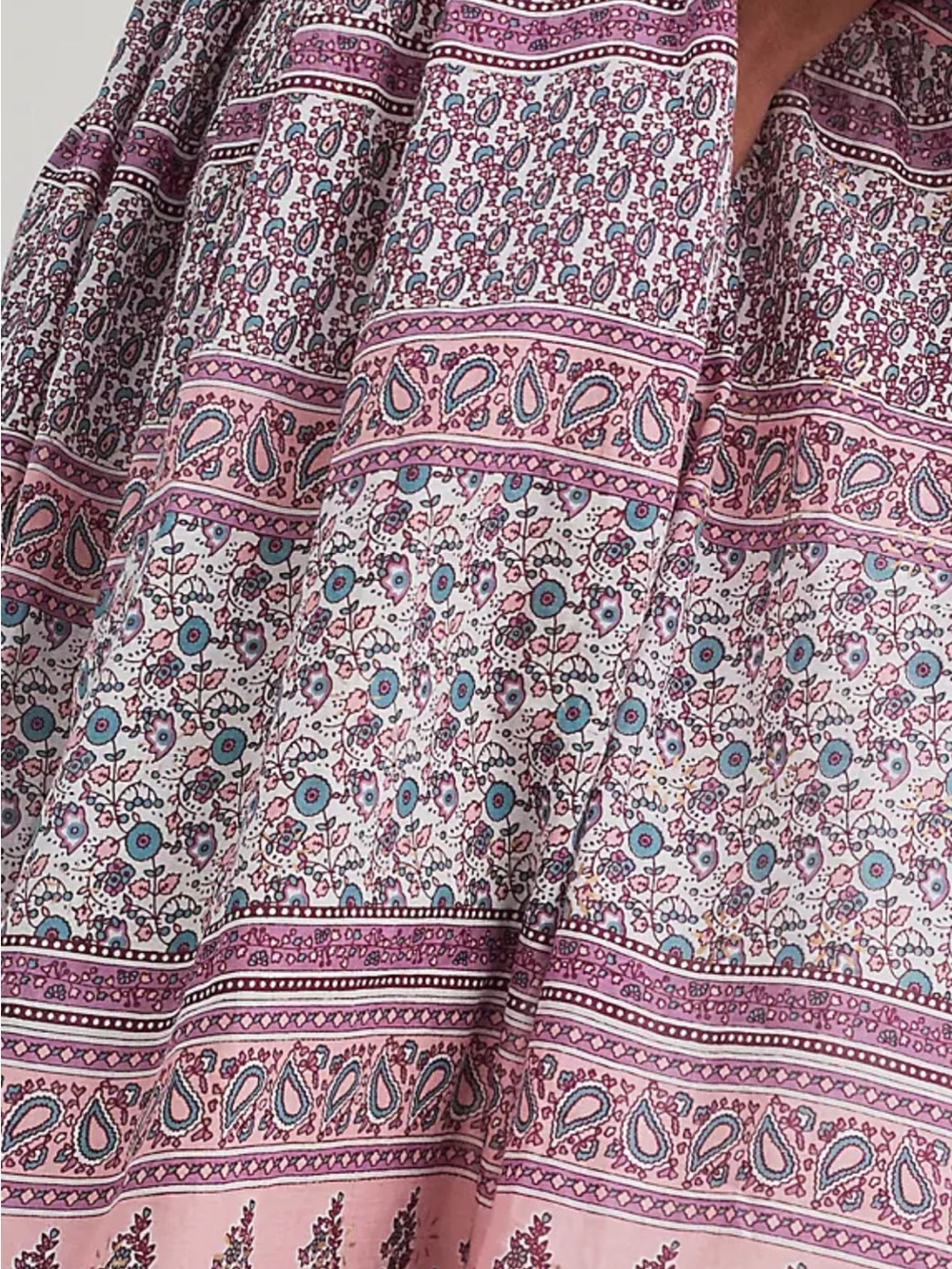 Blue Boheme Pink Purple Floral Paisley Bohemian Cotton Peasant Dress Women’s S/M - Picture 6 of 12